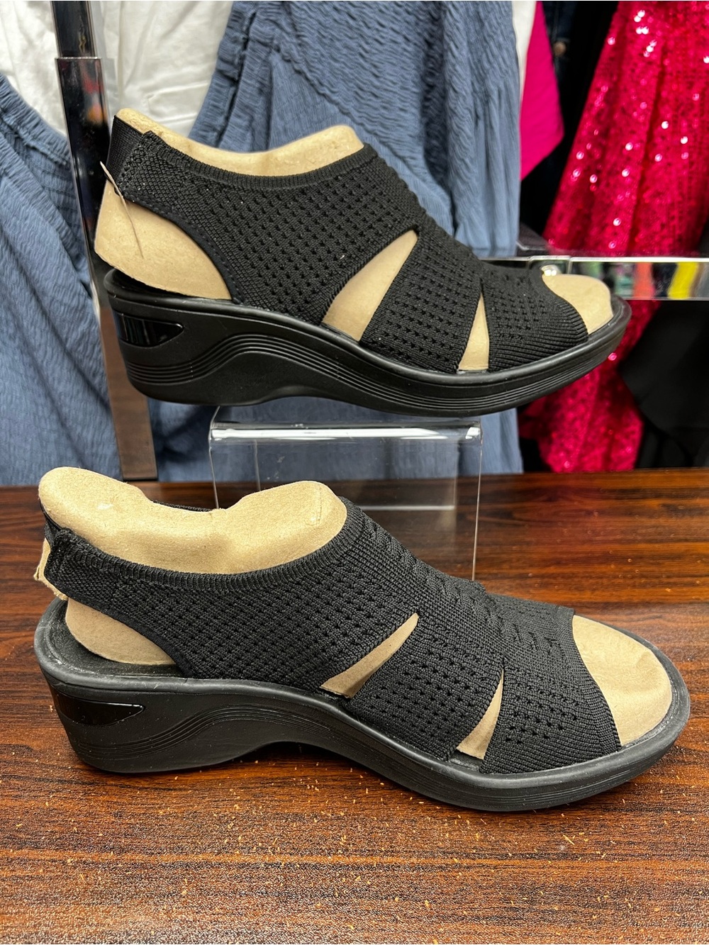 NEW Bzees Double Up Slingback Wedge Sandals - Size 8.5 Wide